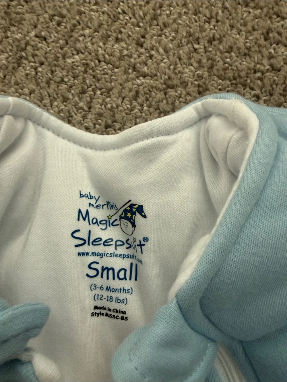 Blue Infant Sleepsuit Sleep Sack with Dual Zippers